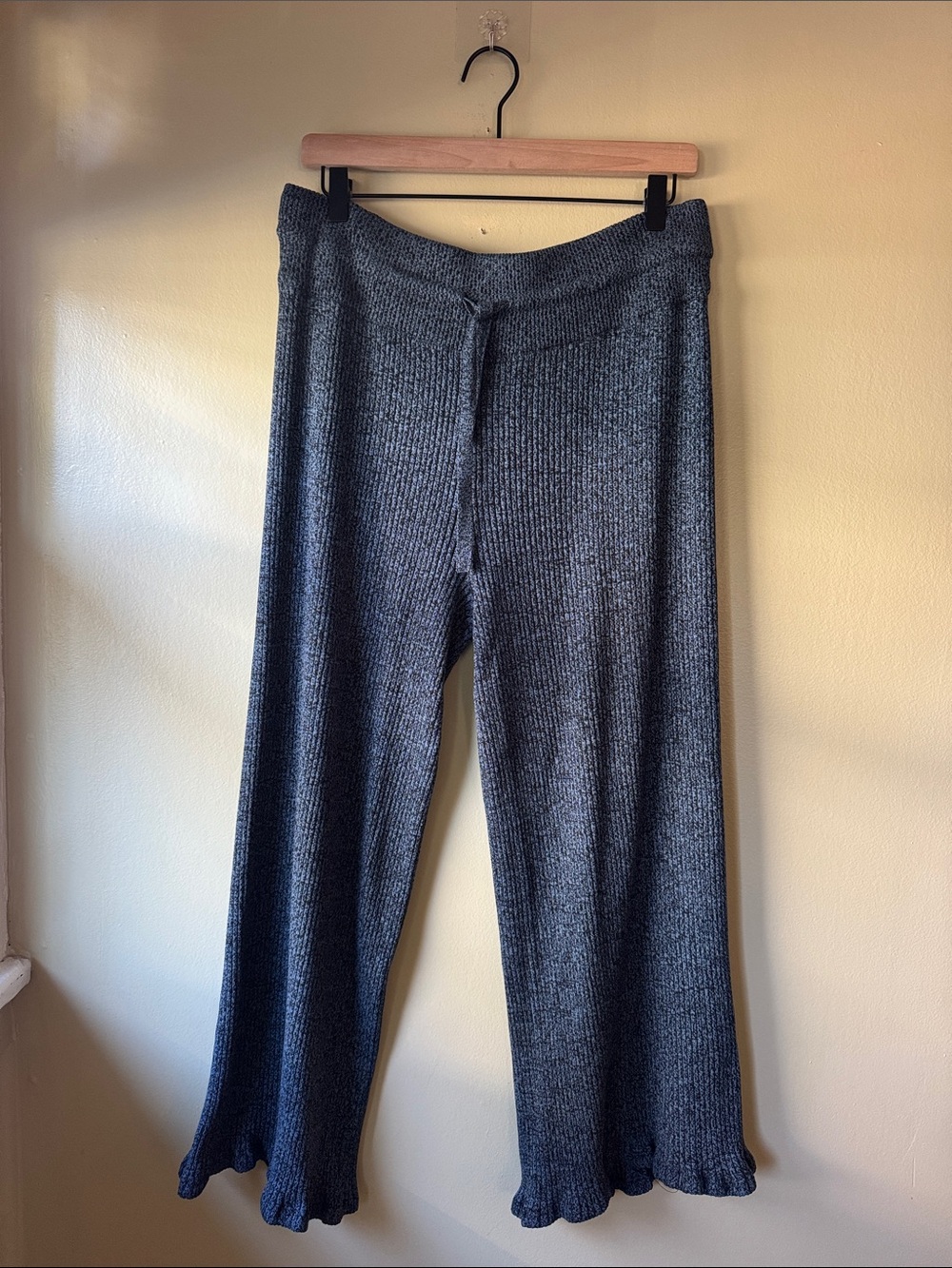 Athleta Heather Blue Ribbed Drawstring Lounge Joggers